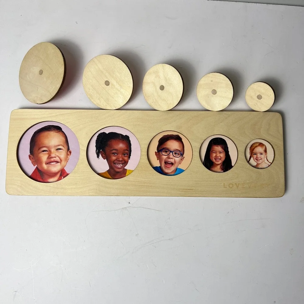 Lovevery Friends of All Sizes Puzzle Toddler OS Tan Wood Montessori Educational